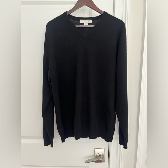 Pronto Uomo men’s 100% cashmere V-neck sweater Size L black - Picture 1 of 6